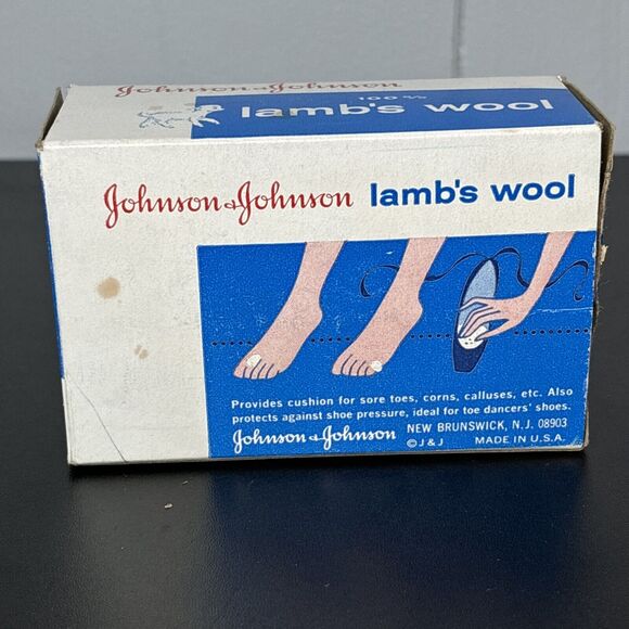 Vintage Johnson & Johnson Advertising 100% Lambs Wool Original Box .5 oz - Picture 3 of 6